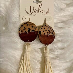 Viola Wood Animal Print Dangle Earrings